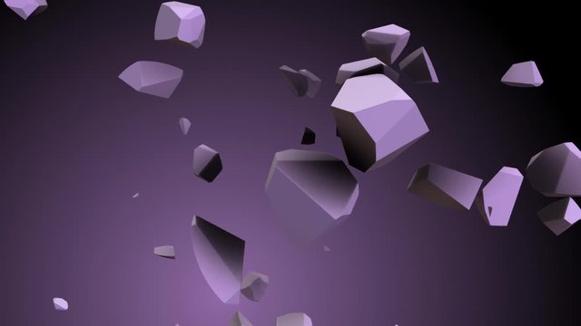 Alien stones fly in 3d space