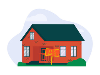 Flat vector illustration: house for sale.