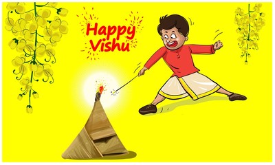 happy vishu festival of kerala vector illustration