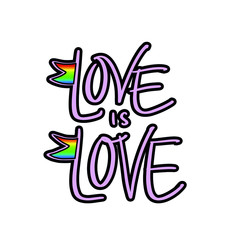 Obraz premium Love is Love lettering with a rainbow flag design. For stickers, posters, cards, banners