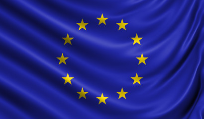Waving flag of the European Union. 3d illustration.