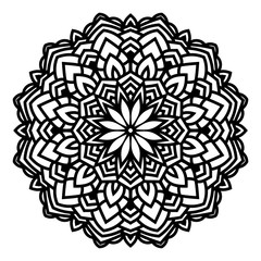 Circular pattern in form of mandala for Henna, Mehndi, tattoo, decoration. Decorative ornament in ethnic oriental style. Coloring book page.