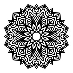 Circular pattern in form of mandala for Henna, Mehndi, tattoo, decoration. Decorative ornament in ethnic oriental style. Coloring book page.