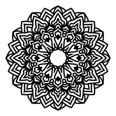 Circular pattern in form of mandala for Henna, Mehndi, tattoo, decoration. Decorative ornament in ethnic oriental style. Coloring book page.