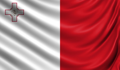 Waving flag of the country of the European Union. 3d illustration