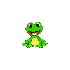 green frog on white background
