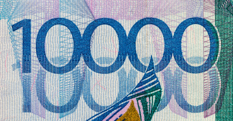 Ten-thousandth tenge Banknotes of Kazakhstan Close-up