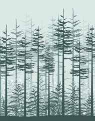 Vector illustration trees. Landscape background with forest Natural background