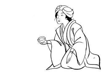 江戸の風物・茶店の女の塗り絵