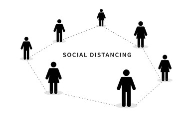 Social distancing icon. Keep the 2 meter distance. Avoid crowds. Coronovirus epidemic protective. Vector illustration	