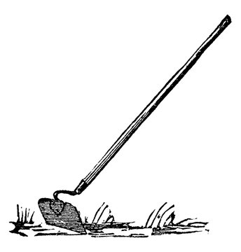 black and white hoe in garden clip art preview