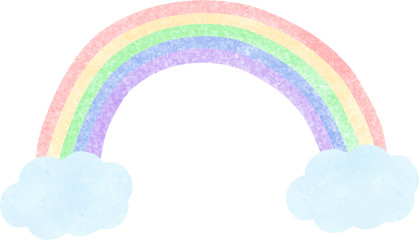 Illustration of a rainbow and clouds
