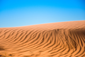 Ripple sand dunes and blue sky background, Perry Sandhills, Australia