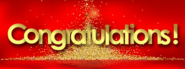 congratulations in red background and golden stars