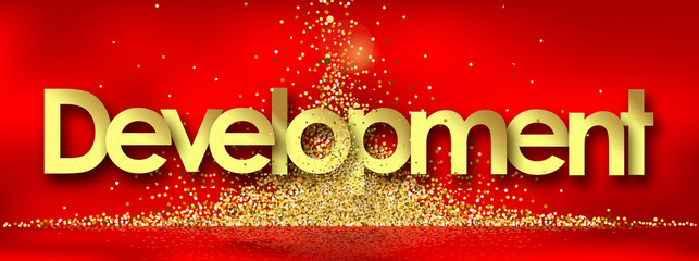 development in red background and golden stars