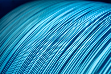 Production of copper wire, cable in reels at factory. Cable factory.