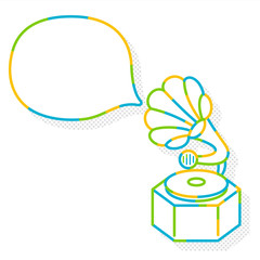 Phonograph and speech balloon.