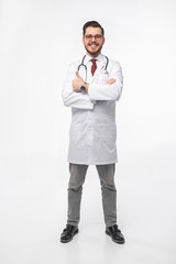Smiling medical doctor. Isolated over white background.