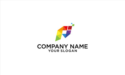 combination of digital and P logo design