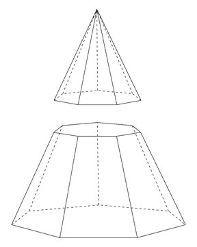 Heptagonal Pyramid, vintage illustration.