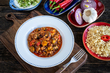 Eggplant moussaka ( patlican musakka ) on the table