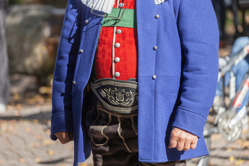 Musician in typical costume during an autumn local celebration in Val Isarco ( South Tyrol )