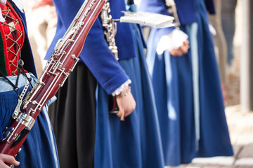 Musician in typical costume during an autumn local celebration in Val Isarco ( South Tyrol )