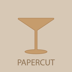 Cocktail glass papercut icon. Simple glyph, flat vector of web icons for ui and ux, website or mobile application