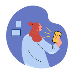 Woman having online meeting with friend on phone at home