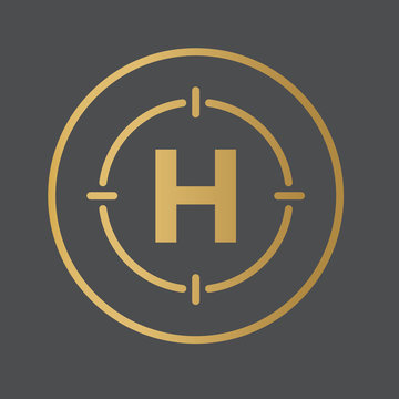 Golden Helipad Icon - Vector Illustration