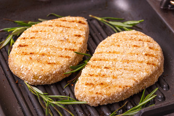 Grilled Chicken or Turkey Breast with rosemary, top view
