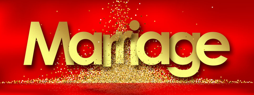 mariage in red background and golden stars
