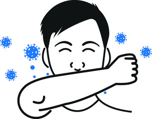 elbow icon. sneeze icon. cover mouth when sneezing. dry cough icon. corona virus icon