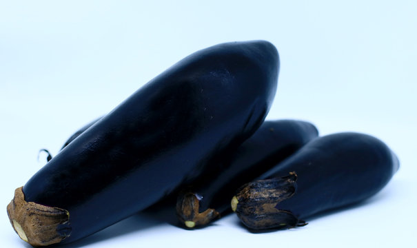 Nasubi or Japanese Eggplant on white background.