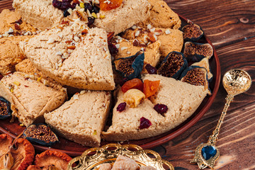 Close up of a turkish dessert halva