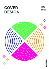 Abstract bright colorful  circles stripes lines on white background design. Vector templates for modern design, cover, template, decorated, brochure, flyer. A4 size.