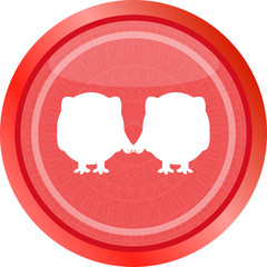 Glossy isolated website and internet web icon with owl symbol