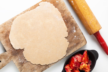 Summer Food concept home cooking organic Rustic classic strawberry galette pie with copy space