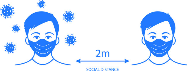 social distance icon. corona virus prevention icon vector isolate. Keep distance sign. 