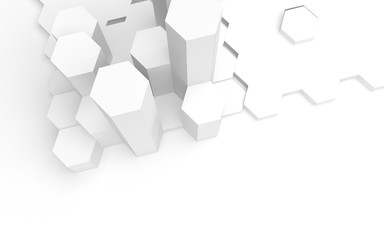 Fototapeta premium White abstract background with honeycomb. Hexagon bars isolated on white backdrop. 3D illustration