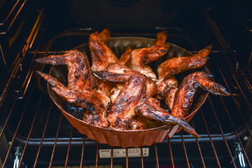 baked chicken wings in the oven at home during quarantine isolation