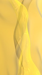 Abstract gold background. Beautiful backdrop with yellow waves. Vertical orientation. 3D illustration
