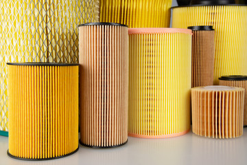 Different types of car air filters.