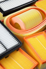Car air filter set in different sizes.