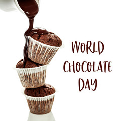 World Chocolate Day concept. Muffins - isolated on white