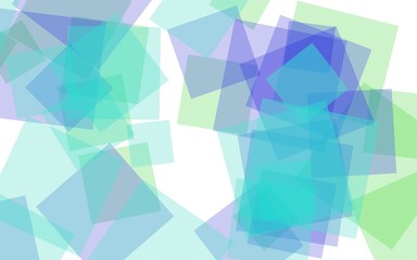 Multicolored translucent squares on white background. 3D illustration