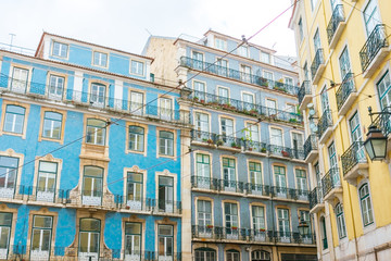 Fototapeta na wymiar Old Town Lisbon. street view of typical houses in Lisbon, Portugal, Europe
