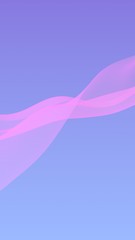Pink wave on blue sky abstract background. Fluttering pink scarf. Waving on wind pink fabric. Vertical orientation. 3D illustration