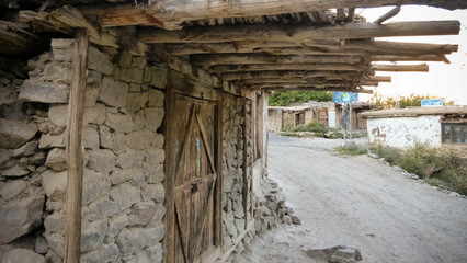 Fototapeta na wymiar Close up of a house with stone wall