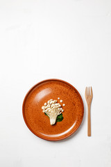 Enoki, Enokitake, Flammulina velutipes, edible mushroom popular in Japanese cuisine